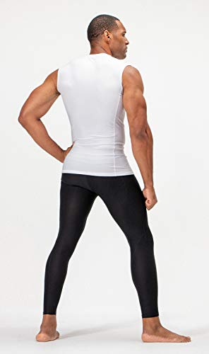 Devops 3 Pack Men's Athletic Compression Shirts Sleeveless (Large, Black/Charcoal/White) #TOP4