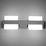 【Diseño】Este lámpara lED de espejo moderno adopta IP44 a prueba de salpicaduras y atemporal cromo diseño, estilo y elegante, haciendo de este un baño iluminación luz perfecta para el maquillaje perfecto.