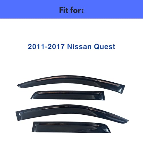 Image of IG Window Visors Fit for 2011-2017 Nissan Quest, Out-Channel Rain Guards Vent Wind Deflectors 4PC, Car Accessories for 11-17 Quest