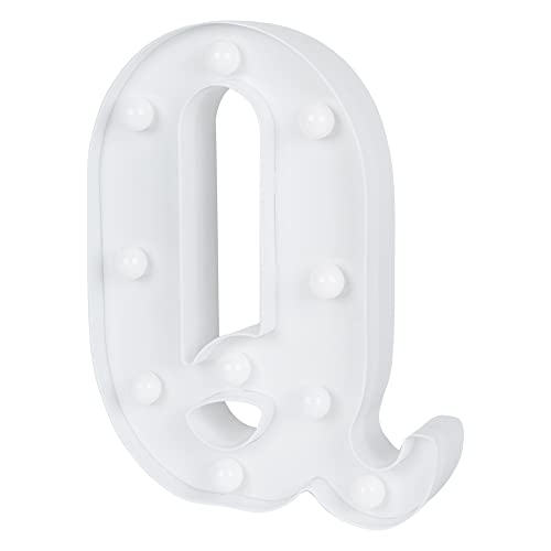 Image of Restaurantware-Illumify 6.8 x 1.2 x 8.7 Inch Light Up Letter, 1 Durable Marquee LED Light - Letter Q, Touchproof, White Plastic Party Light, Keyhole Slot, For Parties, Weddings, Or Special Events