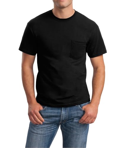 Men Cotton Short Sleeve T-Shirt Regular-Fit Crew Neck Tee Shirts with Pocket for Mens