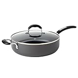 Denmark Tools For Cooks 6-Quart Nonstick Hard-Anodized Aluminum Jumbo Cooker Saute Pan Deep Skillet with Stay-Cool Handle and Glass Lid, Black