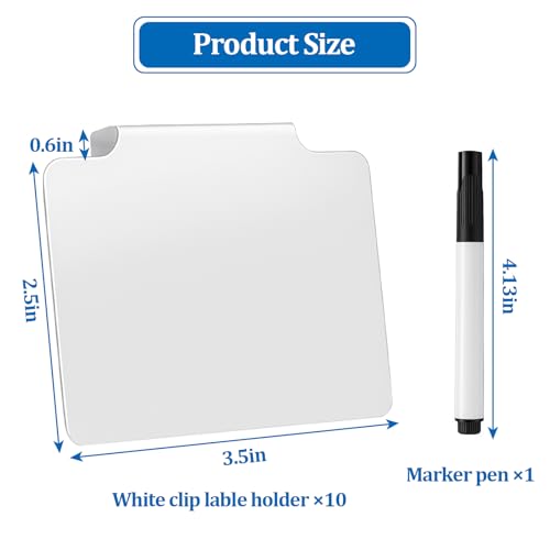 10 PCS Basket Labels,Clip On PVC Labels with Pen for Storage Bins, Removable Label Holders,Basket Tags