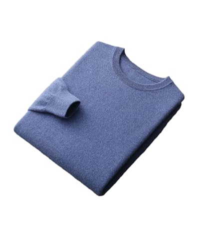 Men’S Oversized Wool Sweater O-Neck Loose Knit Pullover Long Sleeve Soft Warm Winter Jumpers Blue