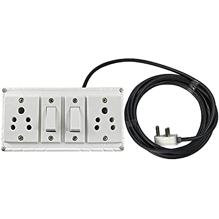 MPS Extension Board Fitted with 2 Anchor Sockets(5 Amp),2 Anchor Switch with 3 Core Long Wire with 5 Amp Plug Top(Anchor) (15 Meter)