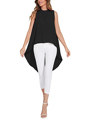 LYANER Women's Asymmetrical High Low Sleeveless Mock Neck Flowy Blouse Tops4