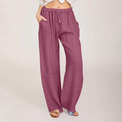 Linen Pants Women Tall 2025 Trendy Wide Leg Cotton Linen Trousers with Pockets, Lightweight for Travel & Daily Casual2