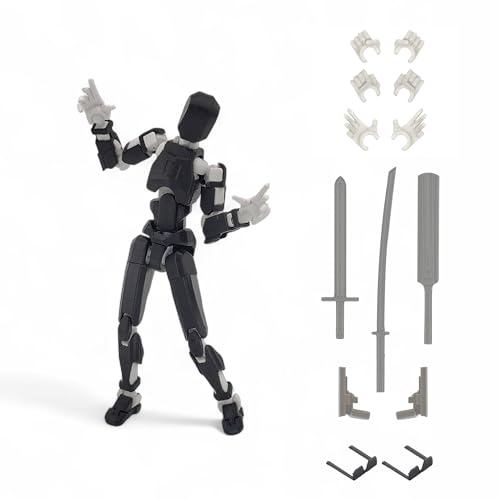 Image of Dummy13 Fully Articulated Action Figure | 3D Printed Robot Assembly Kit | 5.4 Inch Tall Poseable Toy | Dynamic Poses | DIY Collectible Model | Made in India (Combo - White Armour Black Armour)