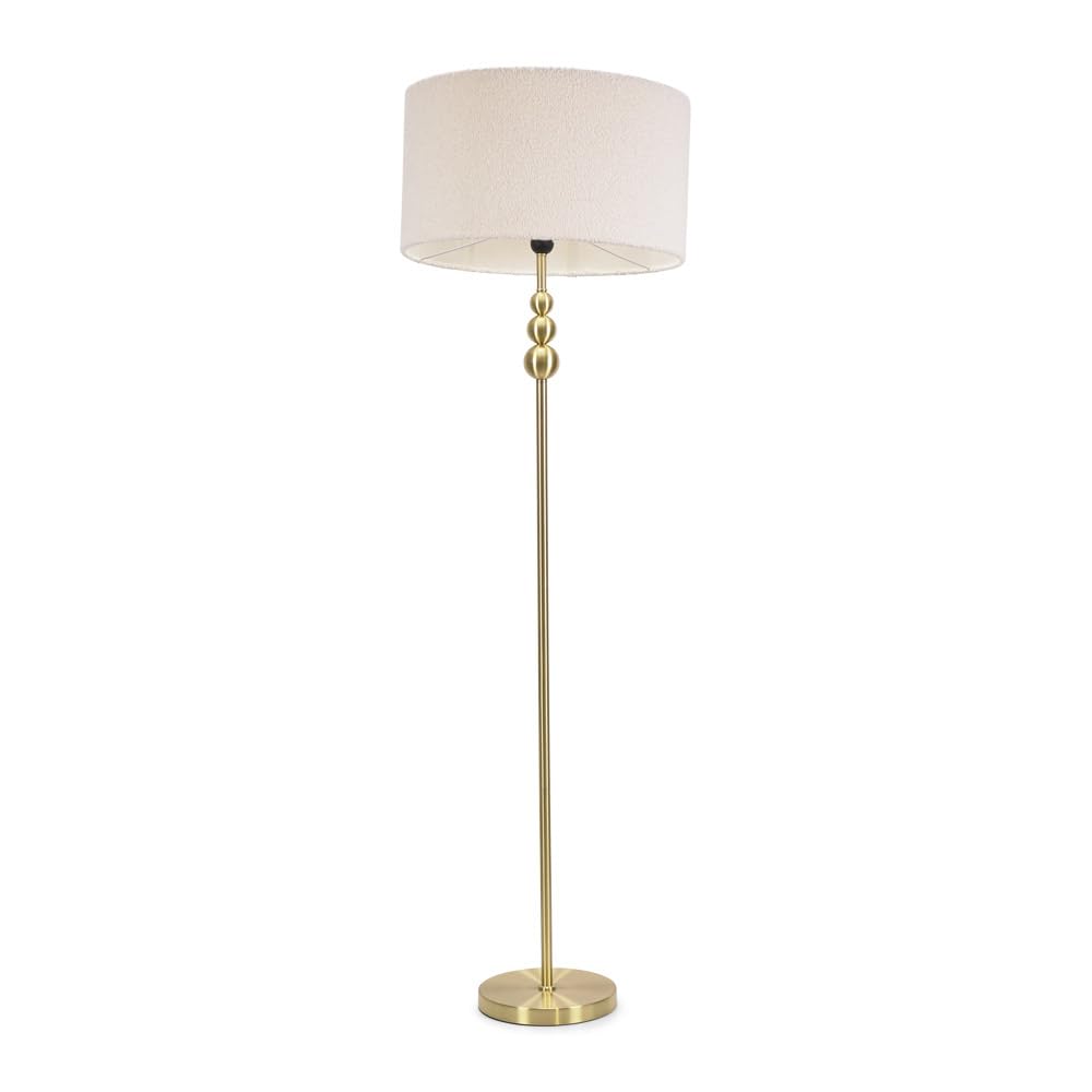 ValueLights | Gold Stacked Ball Single Stem Standing Floor Lamp with Cream Boucle Shade | Floor Lamps & Torchieres, Home Décor & Improvement Essential