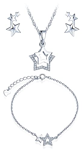Juegos de joyas de plata de estrella ideal para regalo de cumpleaños