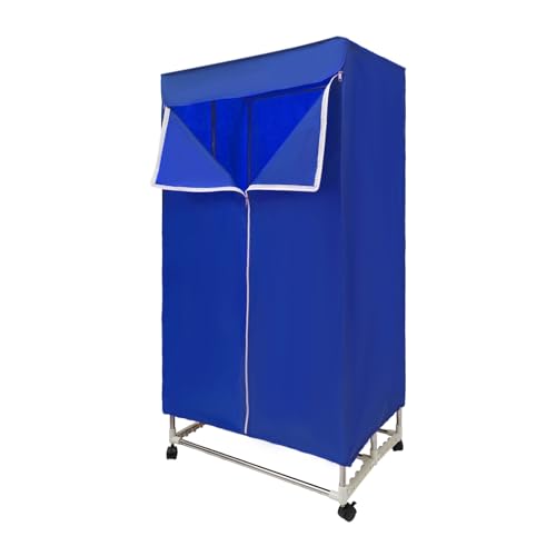 Secadora de ropa eléctrica, 220 V, 1200-1500 W, armario con ruedas, capacidad de carga 30 kg, función de temporizador, tendedero portátil, color azul