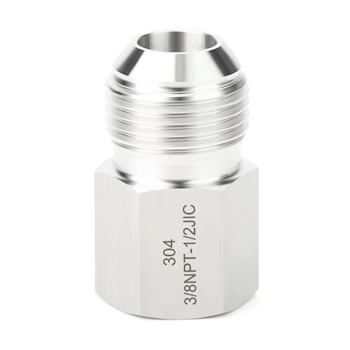 Image of 5PCS Forging of 304 Stainless Steel JIC Flare Tube Fittings, 1 /2 inch JIC Male x 3 /8 inch NPT Female, Half Union