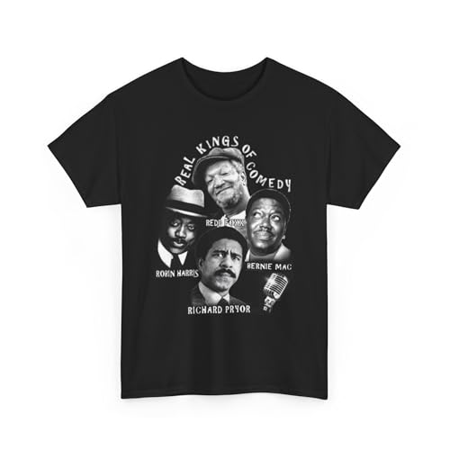 Comedy Legends T-Shirt, Richard P.r.y.o.r., Bernie M.a.c., Redd F.o.x.x., Robin H.a.r.r.i.s. Tee, Unisex Cotton Top Black