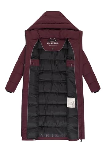 MARIKOO Damen Winterjacke Steppmantel lang gesteppter Mantel Winter Parka Jacke warm B985 [B985-Nadeshik-Wine-Gr.S]
