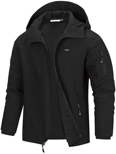 33,000ft Men's Hooded Fleece Lined Rain Shell Jacket Waterproof Lightweight