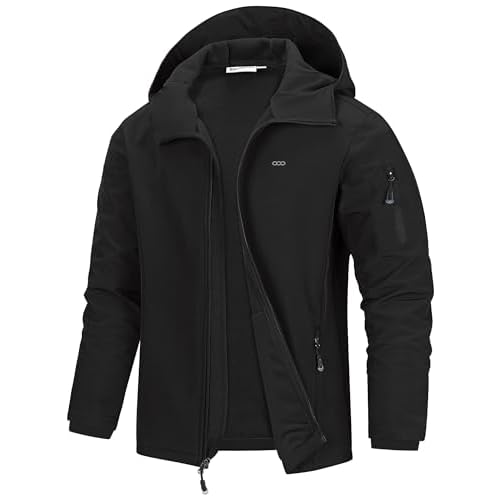 33,000ft Men’s Hooded Softshell Jacket Waterproof Lightweight Insulated Windbreaker Fleece Lined Rain Shell Jacket