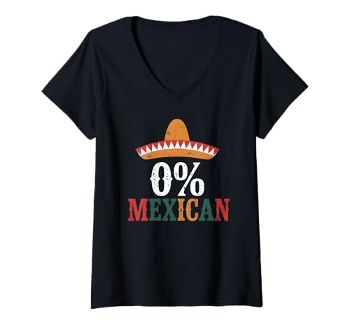 Donna 0% Mexican Cinco De Mayo Fiesta Sombrero Funny Gifts Men Maglietta con Collo a V