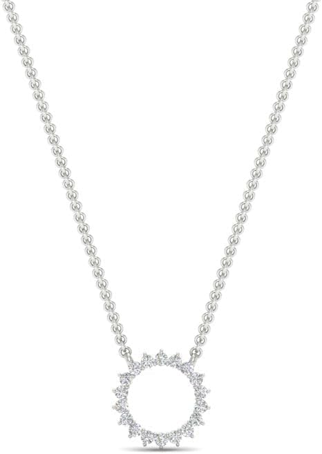 Fascinating Diamonds 14K Gold/Silver 1/4 To 1 Carat Round Cut Lab Grown Diamond Minimalist Open Circle Pendant With 18" Chain For Her (VS1-VS2 Clarity, E-F-G Color, 0.25-1 Ctw) Premium Collection