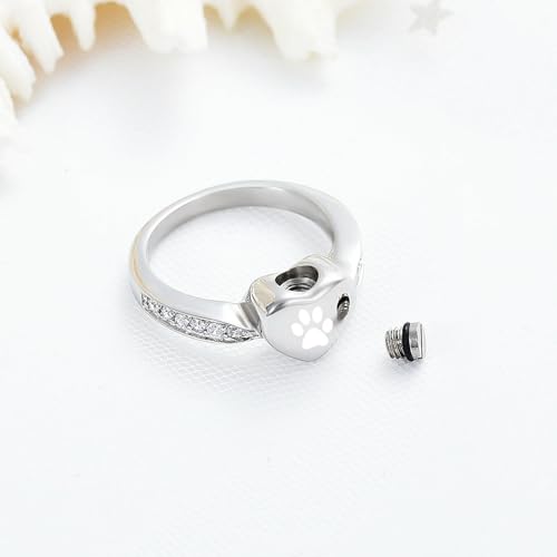 Bague commémorative cœur en argent 8mm pour cendres de chien et chat - 5