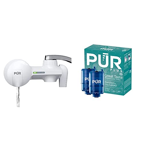 Pur Plus Faucet Mount Water Filtration System, White & Plus Mineral Core Faucet Mount Water Filter Replacement (2 Pack) – Compatible With All Pur Faucet Filtration Systems #TOP19