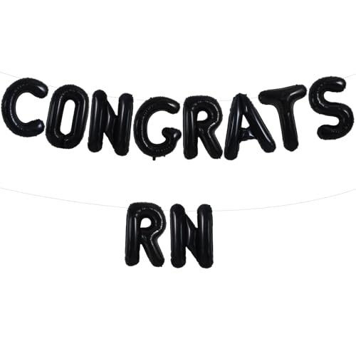 Image of TONIFUL 2026 Nurse Graduation Decorations Black Congrats RN 2026 Balloons 16 Inch RN 2026 Banner Class of 2026 RegisteBlack Nurse Balloons Decorations 2026 Nursing Graduation Party Supplies