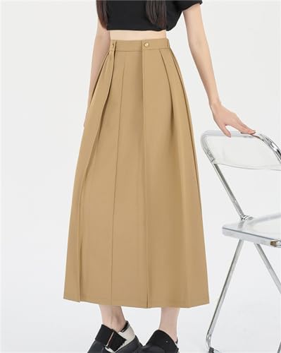 SANGTREE Women's Long Pleated Skirt High Waist Solid Color Uniform A Line Midi Skirts4