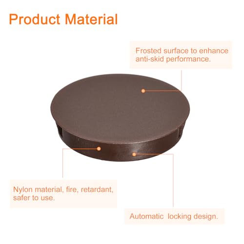Image of uxcell 50mm /1.97 inch Plastic Hole Plugs, 6Pcs Flush Type Panel Round Snap in Fastener Knockout Locking Plugs for Furniture Insert End Caps Panels, Brown