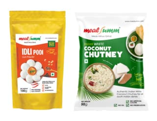 Mealsumm Idli Dosa Chutney Combo (Pack of Coconut Chutney + Idli Podi (milagai podi), 2 Each) - 300 gm