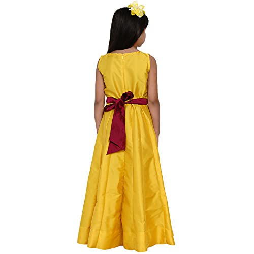 Image of Bitiya By Bhama Girl's Silk A-Line Knee-Length Casual Dress