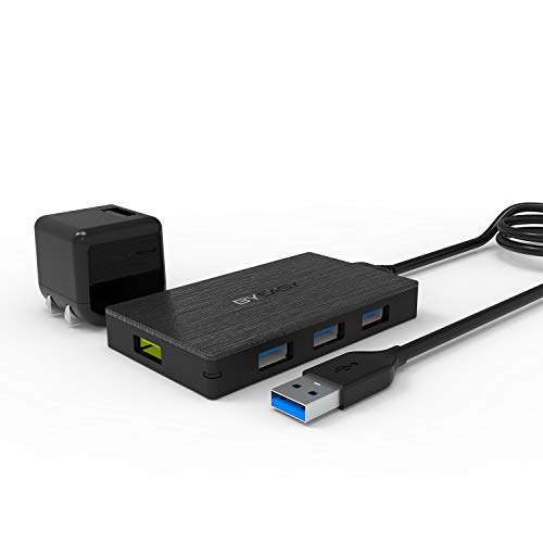 Powered USB Hub, BYEASY Aluminum USB 3.0 Hub 4 Ports with Power Adapter