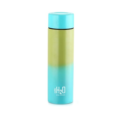 Image of CELLO H2O Luma Stainless Steel Water Bottle For Office Use 1000ml, Green Blue | Single Wall Freezer & Fridge Safe, Lightweight & Stylish Leakproof Rustproof Steel Water Bottle For School Kids & Travel
