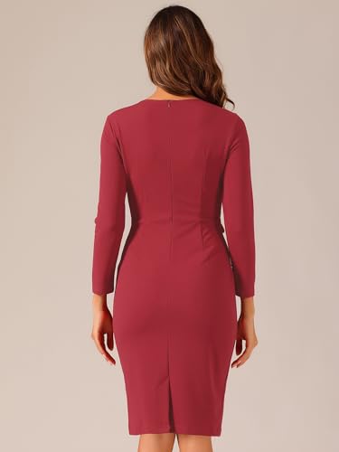 Image of Allegra K Women's Bodycon Dresses Round Neck Long Sleeve Casual Work Outfits Peplum Sheath Dress