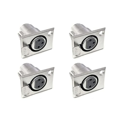[ 4 Pieces ] XLR 3-Pin Female Jack Socket Audio Speaker Panel Mou...