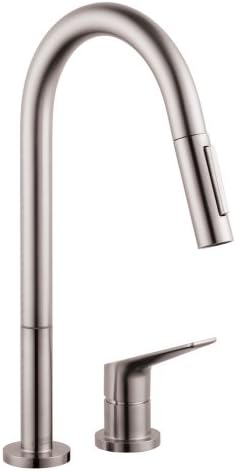 AXOR Citterio M Luxury 1-Handle 16-inch Tall Stainless Steel Kitchen Faucet with Pull Down Sprayer with QuickClean Magnetic Docking Spray Head in Steel Optic, 34822801