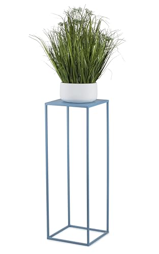 HowHomely Soporte para flores de metal azul de 70 cm de altura - Taburete para plantas sólido y robusto de metal - Soporte para plantas para la decoración en la sala de estar, dormitorio o oficina