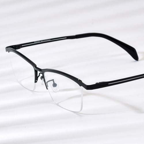 Image of FONEX Pure Titanium Glasses Frame Men Semi Rimless Square Eyeglasses Eyewear DTX416
