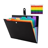 ドキュメントスタンド A4 ドキュメントファイル 7ポケット 拡張ファイルフォルダー 書類収納ケース スナップ式 大容量 区分けラベル付き アコーディオンファイル 書類収納ボックス (7ポケット*1, ブラック)