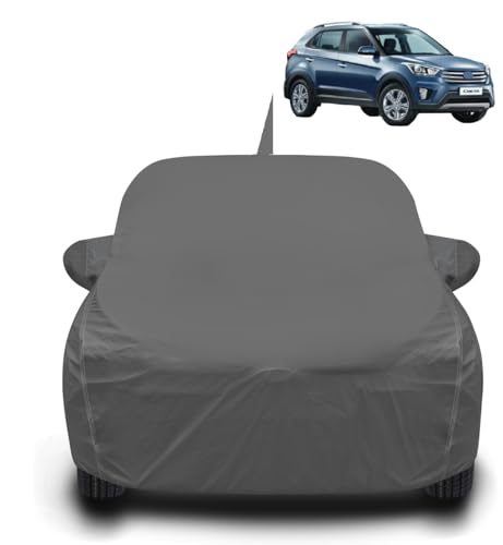 Image of Auto Hub Waterproof Car Cover Compatible with Creta Old (Model : 2015-2019) with Antenna & Mirror Pockets, Soft Cotton Lining, Creta Car Cover Waterproof, Grey
