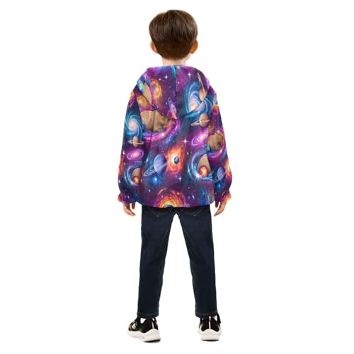 Space Animals Capybara Galaxies Toddler Fleece Jacket Girl Boys Hooded Fleece Jacket Coat Warm Outwear Zip-up 3-10T4