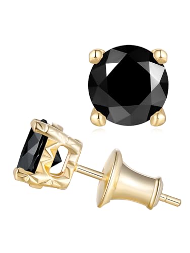 Moissanite/Emerald/Saphhire/Ruby Stud Earrings, Solid 925 Sterling Silver Hypoallergenic, Using CNC Technology, 4mm/5mm/6.5mm/8mm Round Studs, Pretty Everyday Post Earrings