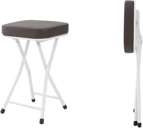 Tabouret de bar pliant en cuir noir XJBTBA au design carré épuré