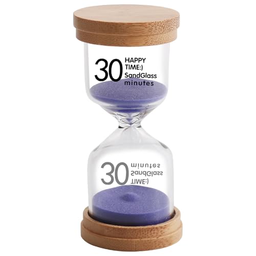 Image of 30 Minute Wooden Sand Timer,Purple Sand Hourglass for Productivity, Focus, Meditation & Home Decor,30 Min Reloj de Arena Sand Clock for Kitchen, Office, Classroom, Yoga & Games