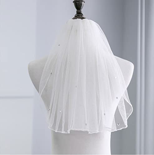 Traumhk Flower Girl Veil First Communion Veils Short Bachelorette Veils With Rhinestone Comb Wedding Hair Accessories For Children Girl #TOP4