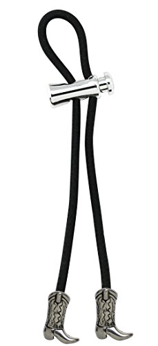 Pulleez Sliding Ponytail Holder, Silver Boot Metal Charms - Black Elastic Hair Tie Bracelet