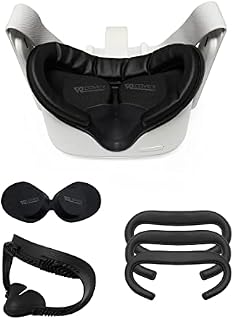 VR Cover Fitness Facial Interface and Foam Comfort Set for Oculus/Meta Quest 2 (Dark Grey & Black + Comfort Foam)