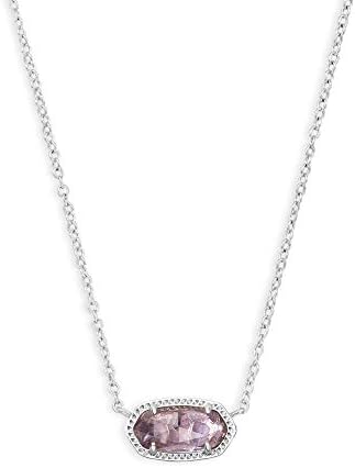 Kendra Scott Elisa Pendant Necklace for Women, Fashion Jewelry, Rhodium-Plated, Purple Amethyst