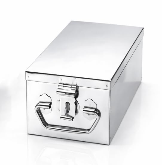 Jayco Stainless Steel Bank Locker Box/Cash Box/Jewellery Box - Long Type (8" Long (Small) - 8" x 4" x 3")