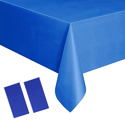 YAAVAAW 2 pièces 137 * 274cm Bleu Nappes Jetable,Rectangulaire Imperméables Nappe Plastique Décoration de Table pour...