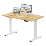 FlexiSpot E1 Plus ONE PIECE Electric Standing Desk Height Adjustable Sit Stand Desk with Memory Smart Panel(120 * 60cm, White Frame+Maple Desktop)
