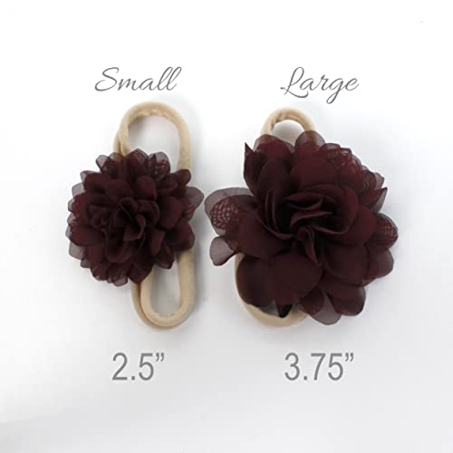 My Lello Baby Girl Rounded Petal Chiffon Flower Nylon Elastic Headbands Set 2pcs - Large - Lt. Pink/Lt. Lavender 6